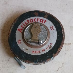 Vintage-- "old" 1950's Metal Tape Measure W/ turn crank..50ft.,collectable..